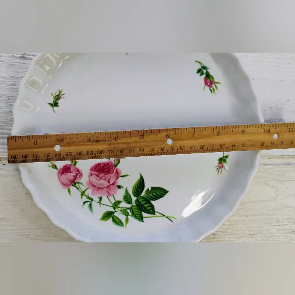 Vintage Christineholm Ceramic Quiche Dish Roses Fluted G-4 - Picture 9 of 15